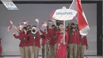 Team Singapore makes its entrance at the 31st SEA Games opening ceremony in Hanoi