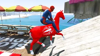 Spiderman and Spider Horse, Parkour Challenge on Spider Balls - Funny Animation