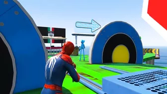 Spiderman and Spider Horse, Parkour Challenge on Spider Balls - Funny Animation