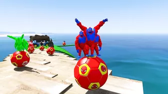 Spiderman and Spider Horse, Parkour Challenge on Spider Balls - Funny Animation