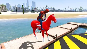 Spiderman and Spider Horse, Parkour Challenge on Spider Balls - Funny Animation