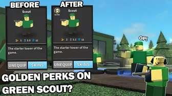 Green Scout OP Become Real! Golden Perks Update (TDS UPDATE) - Roblox