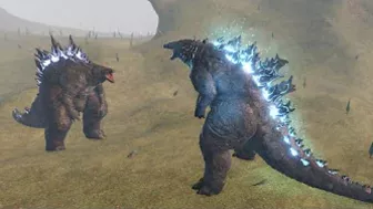 Godzilla 2019 Remodel Vs Godzilla 2014 Battle - Roblox Kaiju Universe