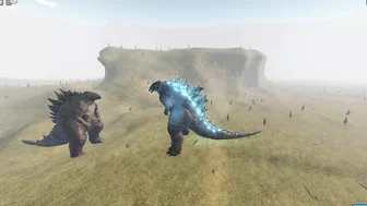 Godzilla 2019 Remodel Vs Godzilla 2014 Battle - Roblox Kaiju Universe