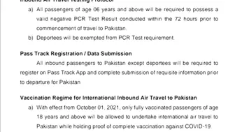 Travel from Oman to Pakistan New Sop's 01/10/21