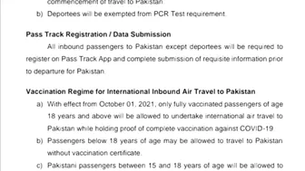 Travel from Oman to Pakistan New Sop's 01/10/21