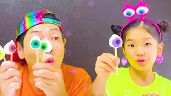 Eyeballl Lollipops Challenge! 目玉グミのロリポップ！사탕 과자  Mukbang ＊Quuu