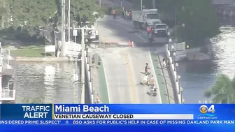 Venetian Causeway To Miami Beach Shut Down In Both Directions For Wastewater Main Break