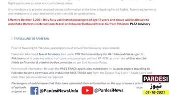 Pakistan New  Travel Advisory Effective Date 01 October 2021 | Pakistan Travel Requirements |