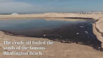 Aerial footage shows extent of oil spill damage on California beaches