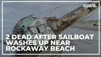 Sailboat washes up near Rockaway Beach on Oregon coast