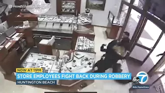 Store employees fight off hammer-swinging thieves during Newport Beach smash-and-grab robbery | ABC7