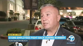 Store employees fight off hammer-swinging thieves during Newport Beach smash-and-grab robbery | ABC7