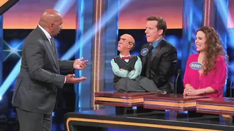 FAMOUS Ventriloquist Jeff Dunham & His Puppet Walter Take On Celebrity Family Feud With STEVE HARVEY