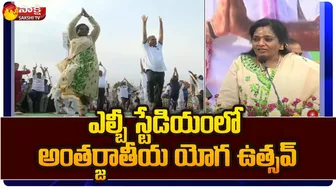 Governor Tamilisai Participated International Yoga Celebration 2022 In LB Stadium | Sakshi TV