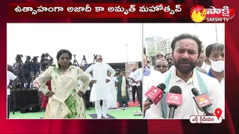 Governor Tamilisai Participated International Yoga Celebration 2022 In LB Stadium | Sakshi TV