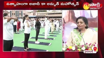 Governor Tamilisai Participated International Yoga Celebration 2022 In LB Stadium | Sakshi TV