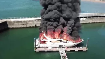 Huge ‘fireball’ rips through £6M super yacht as smoke clears popular beach