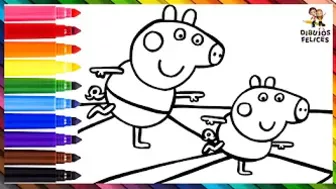 Dibuja y Colorea A Peppa Pig Y A George Pig Haciendo Yoga ???????????????? Dibujos Para Niños