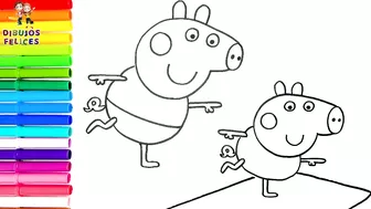 Dibuja y Colorea A Peppa Pig Y A George Pig Haciendo Yoga ???????????????? Dibujos Para Niños