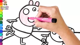 Dibuja y Colorea A Peppa Pig Y A George Pig Haciendo Yoga ???????????????? Dibujos Para Niños