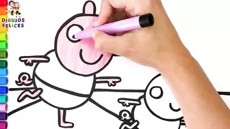 Dibuja y Colorea A Peppa Pig Y A George Pig Haciendo Yoga ???????????????? Dibujos Para Niños