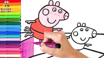 Dibuja y Colorea A Peppa Pig Y A George Pig Haciendo Yoga ???????????????? Dibujos Para Niños