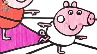 Dibuja y Colorea A Peppa Pig Y A George Pig Haciendo Yoga ???????????????? Dibujos Para Niños