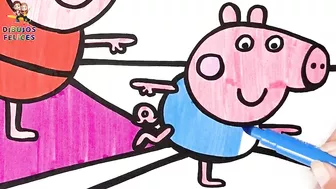 Dibuja y Colorea A Peppa Pig Y A George Pig Haciendo Yoga ???????????????? Dibujos Para Niños