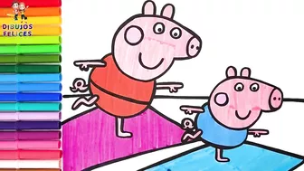 Dibuja y Colorea A Peppa Pig Y A George Pig Haciendo Yoga ???????????????? Dibujos Para Niños