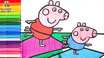 Dibuja y Colorea A Peppa Pig Y A George Pig Haciendo Yoga ???????????????? Dibujos Para Niños