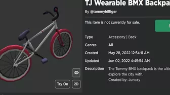 FREE ACCESSORY! HOW TO GET TJ Wearable BMX Backpack! (ROBLOX Tommy Play Event)