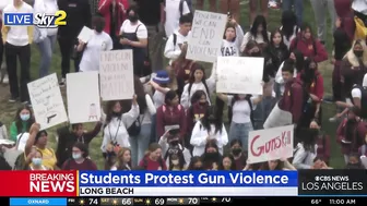 Hundreds of high school students in Long Beach walkout to protest gun violence