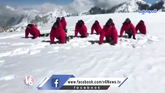 ITBP Creates New Record By Performing Yoga At 22K Feet | Uttarakhand | V6 News