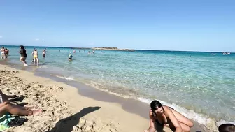 IBIZA Beach Summer - Beautifu Beach Fig Tree Cyprus Sandy Beach Sunny Walking 4k