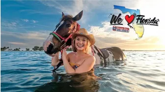 You can swim with a horse along this Florida beach