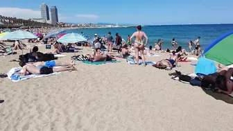 Beach Walk Spain - Barceloneta Beach - June 2022 - 4K Ultra HD