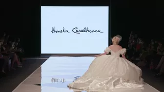 Model FALLS in wedding dress during Amelia Casablanca Bridal Couture Spring/Summer 2022 Fashion Show