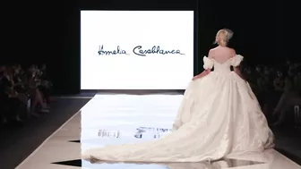 Model FALLS in wedding dress during Amelia Casablanca Bridal Couture Spring/Summer 2022 Fashion Show