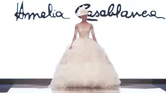 Model FALLS in wedding dress during Amelia Casablanca Bridal Couture Spring/Summer 2022 Fashion Show