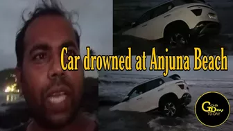 #shocking????????!! Car drowned in sea at Anjuna Beach, #Video by Local Activist Ramesh Bhovi.