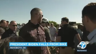 Biden falls while getting off bike after beach ride near his Delaware home | ABC7