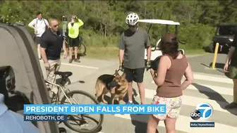 Biden falls while getting off bike after beach ride near his Delaware home | ABC7