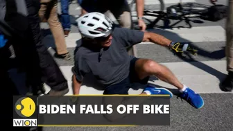 US President Joe Biden falls off bike during the beach ride, says 'I'm good' | English News | WION