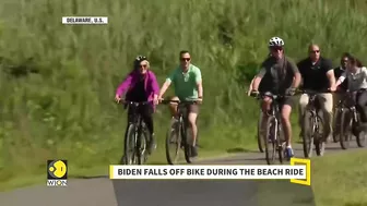 US President Joe Biden falls off bike during the beach ride, says 'I'm good' | English News | WION