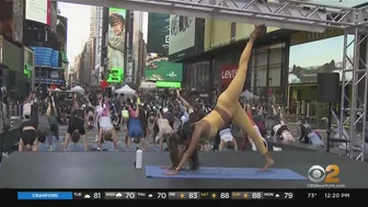 Yoga in Times Square for summer solstice