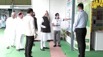 PM Modi walks through an exhibition on Yoga at Mysuru, Karnataka