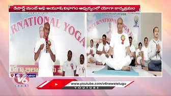 Minister Harish Rao Performs Yoga On The Occasion Of International Yoga Day | V6 News