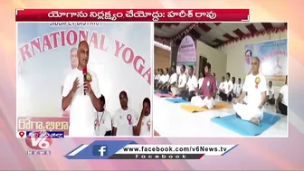 Minister Harish Rao Performs Yoga On The Occasion Of International Yoga Day | V6 News