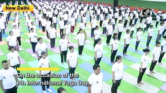 International Yoga Day: CM Kejriwal, Manish Sisodia perform Yoga at Thyagaraj Stadium